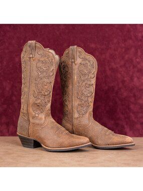 Twisted X Women Fancy Stitched Western Cowboy Brown Leather Festival Boots sz 6